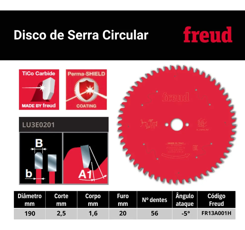 DISCO DE SERRA CIRCULAR 190X2,5X56 TCG FR13A001H FREUD