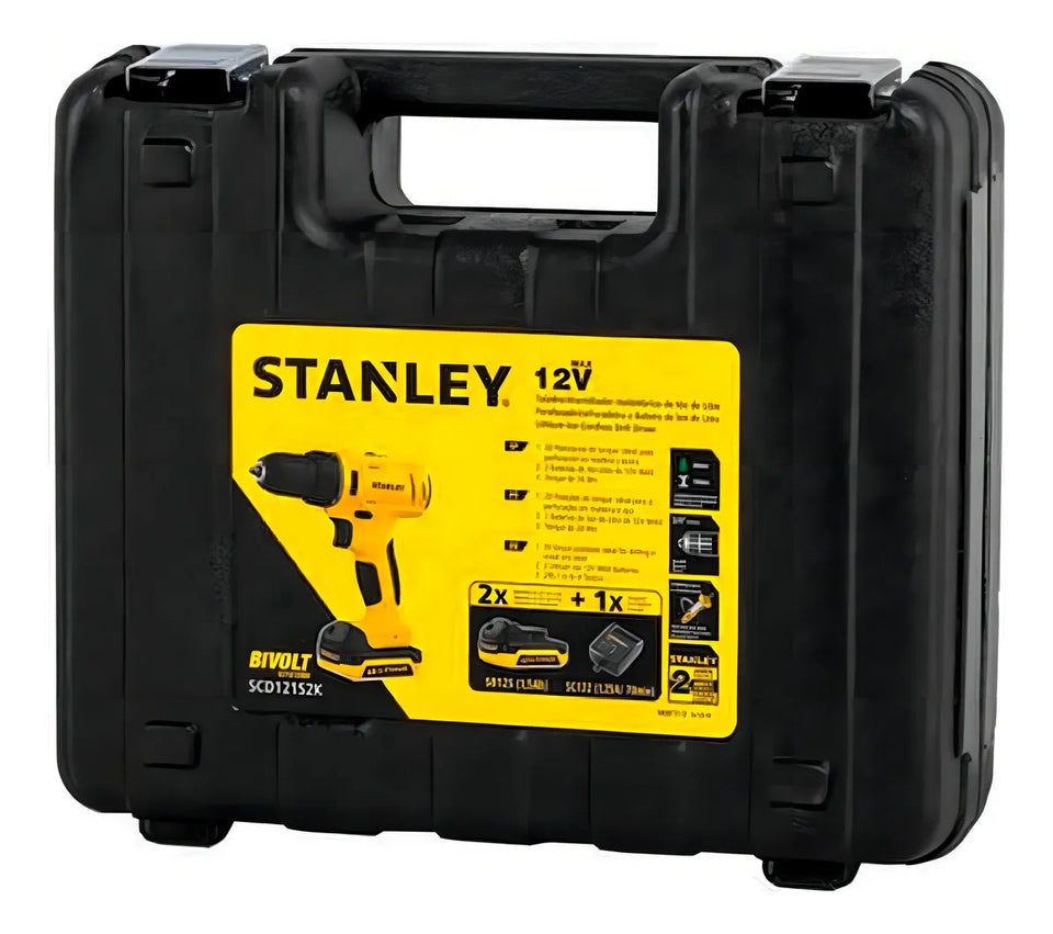 PARAFUSADEIRA/FURADEIRA 12V SCD121S2K-BR COM 2 BATERIAS + CARREGADOR E MALETA STANLEY