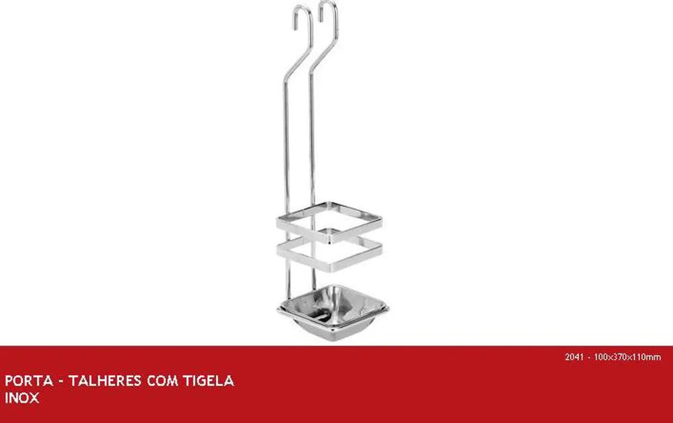 PORTA TALHER COM TIGELA INOX CROMADO 100X370X110 2041 SCHMITT