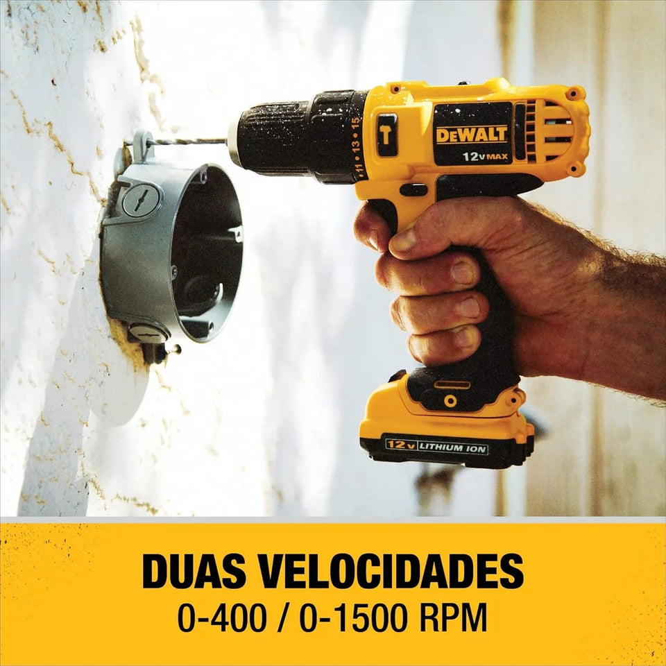 KIT PARAFUSADEIRA / FURADEIRA 12V COM 2 BATERIAS DCK202C2T-BR DEWALT