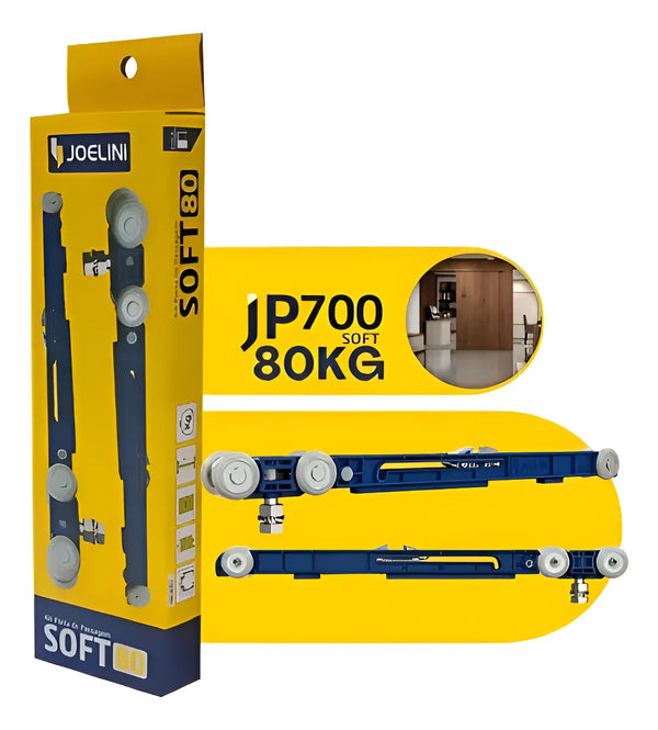 KIT COMBO SOFT 80KG COM 01 AMORTECEDOR + JP700V SIMPLES + TRILHO DE 2,00MTS - 1 PORTA JOELINI