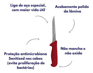 FACA PARA DESOSSAR ESTREITA 15CM KBKR104 VERMELHO STARRETT