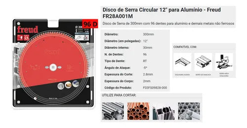 DISCO DE SERRA CIRCULAR 300X2,8X96 TCG FR28A001M FREUD