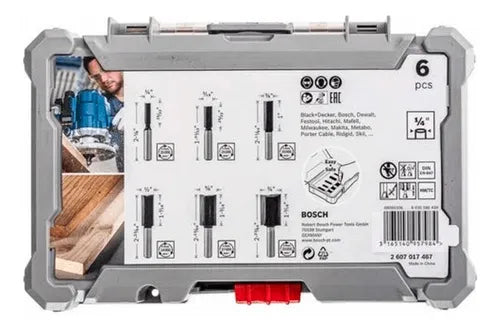 KIT DE FRESAS STRAIGHT 1/4" COM 6 PEÇAS 2607017467 BOSCH