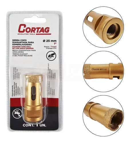 SERRA COPO DIAMANTADA PARA ESMERILHADEIRA 25MM CORTAG