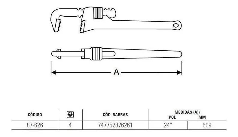 CHAVE PARA TUBO 24" 87-626 STANLEY