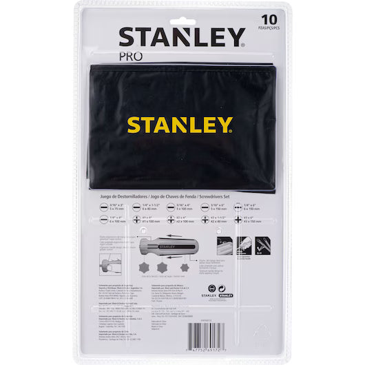 JOGO DE CHAVES DE FENDA PRO STHT69172 COM 10 PEÇAS STANLEY