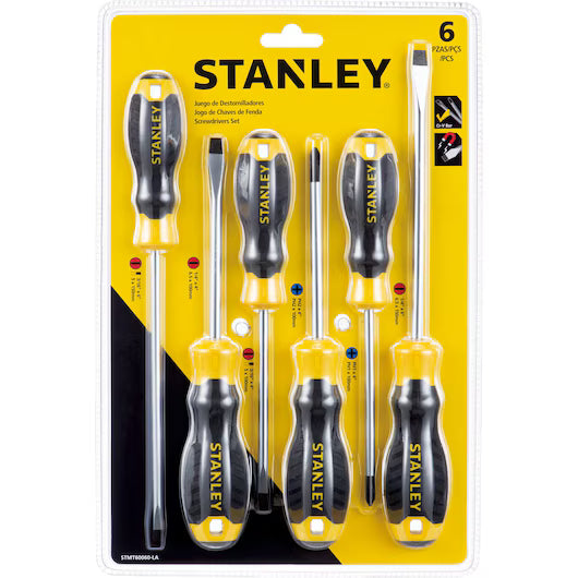 JOGO DE CHAVES DE FENDA COM GRIP COM 6 PEÇAS STMT60060-LA STANLEY