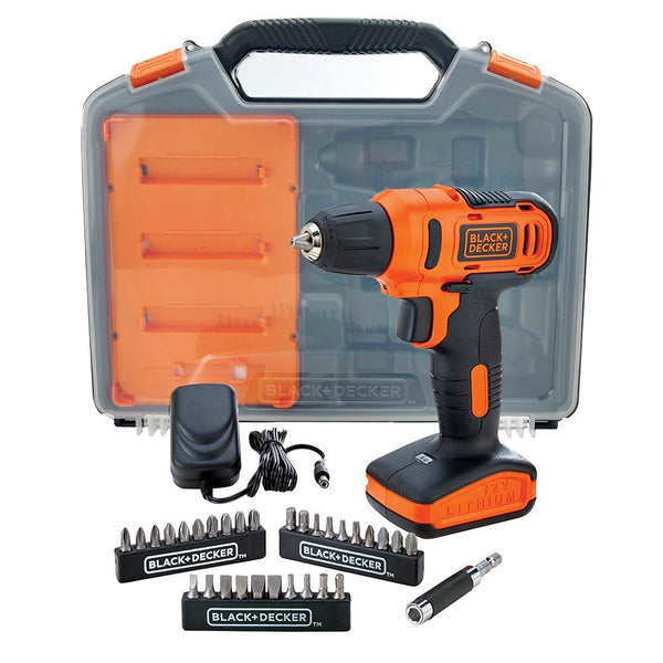 KIT PARAFUSADEIRA SEM FIO 12V LD12SC COM 31 ACESSÓRIOS E MALETA BLACK & DECKER