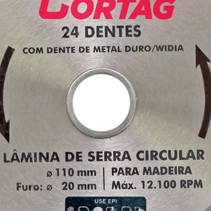 LÂMINA DE SERRA CIRCULAR 24D 110MM CORTAG