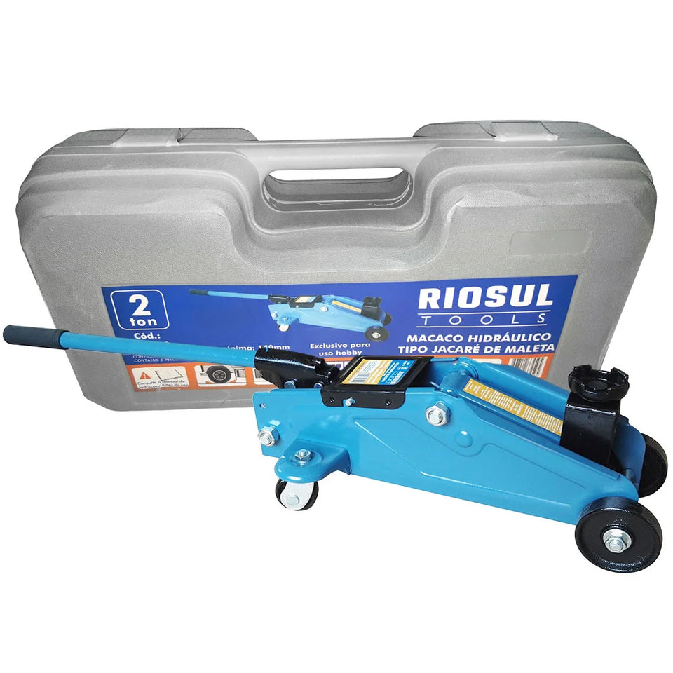MACACO HIDRÁULICO TIPO JACARÉ 2 TONELADAS COM MALETA R070010 RIOSULTOOLS