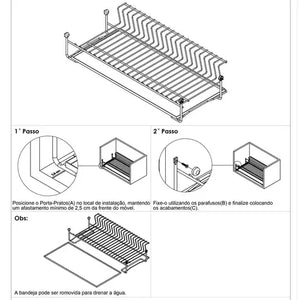 PORTA PRATOS AÉREO FIXO COM BANDEJA INOX 2096 SCHMITT