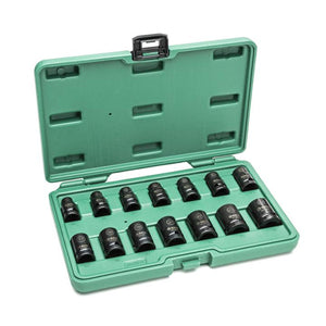 JOGO DE SOQUETES DE IMPACTO PAREDE FINA THINWALL 1/2" 10-24MM COM 14 PEÇAS ST34397T SATA