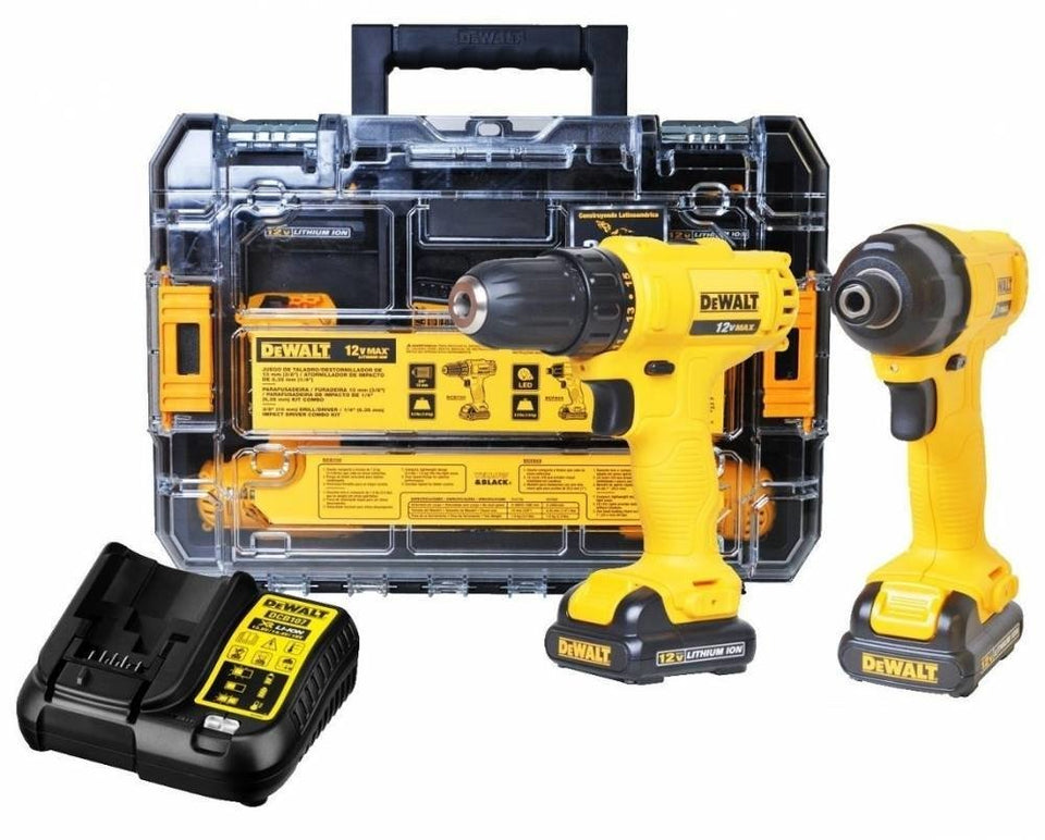 KIT FURADEIRA E PARAFUSADEIRA DE IMPACTO12V 2 BATERIAS DCK201C2-BR DEWALT