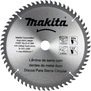 DISCO DE SERRA CIRCULAR 9/1.4" 235MM 60 DENTES D-51384 MAKITA