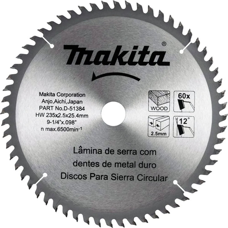 DISCO DE SERRA CIRCULAR 9/1.4" 235MM 60 DENTES D-51384 MAKITA