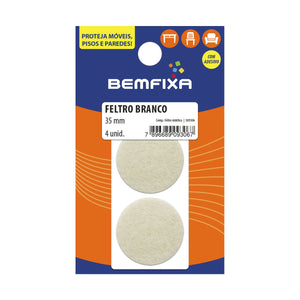 FELTRO REDONDO BRANCO 35MM 04 PEÇAS 9306 BEMFIXA