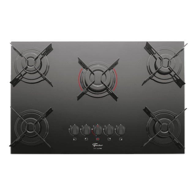 FOGÃO A GÁS COOKTOP 5Q FIT LINE MESA DE VIDRO 26343.57174 FISCHER