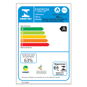 FOGÃO A GÁS COOKTOP 5Q FIT LINE MESA DE VIDRO 26343.57174 FISCHER