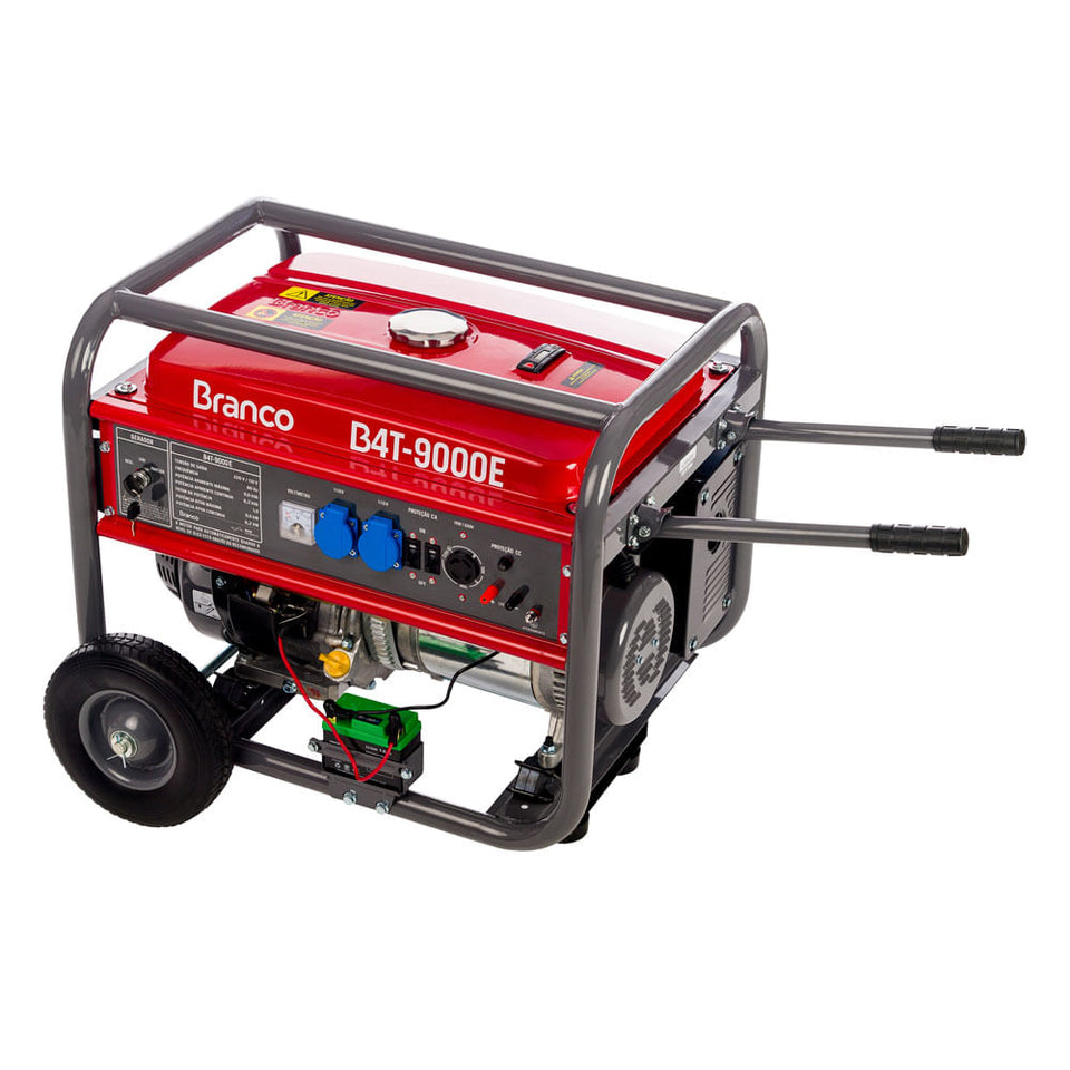 GERADOR DE ENERGIA À GASOLINA 16.5HP 9KVA MONOFÁSICO 110/220V AVR B4T 9000E COM PARTIDA ELÉTRICA 90317270 BRANCO