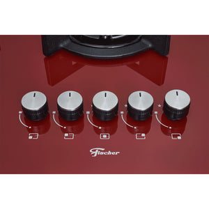 FOGÃO COOKTOP 5Q TC INFINITY GÁS MESA VIDRO VERMELHO ROUGE 26298(62471) BIVOLT FISCHER