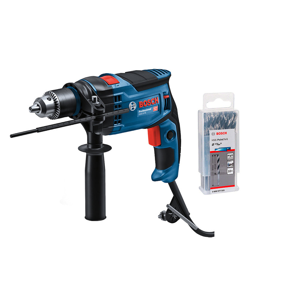 FURADEIRA DE IMPACTO 1/2" GSB 16 RE COM 10 BROCAS 0615A001ZC 850W 220V BOSCH