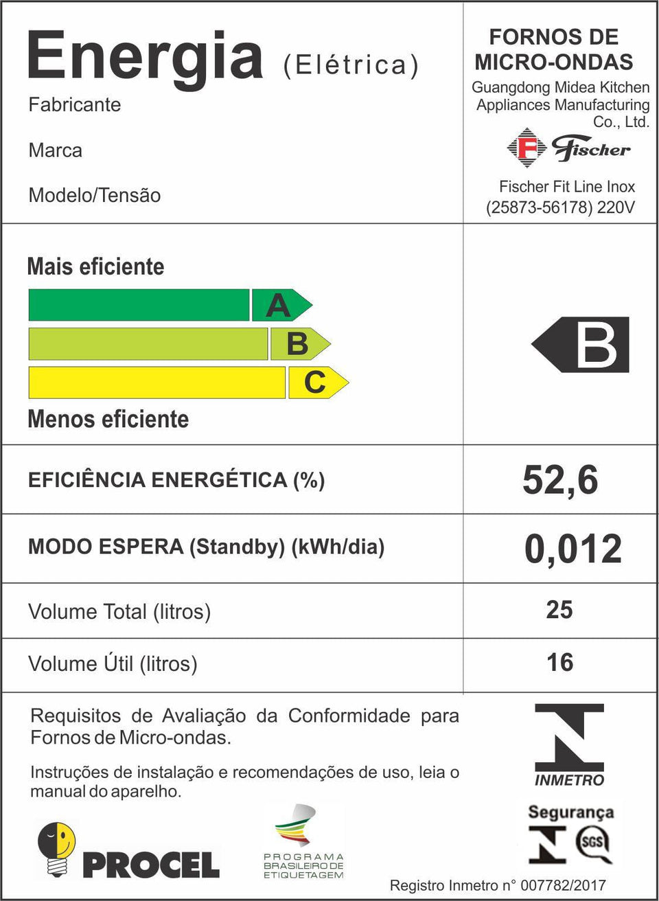 FORNO MICRO-ONDAS FIT LINE EMBUTIR 25L INOX 25873(56178) 220V FISCHER