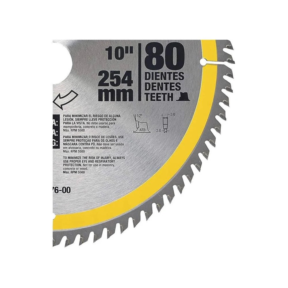 DISCO DE SERRA CIRCULAR 254X30MM 80 DENTES PARA MADEIRA DWA03130 DEWALT