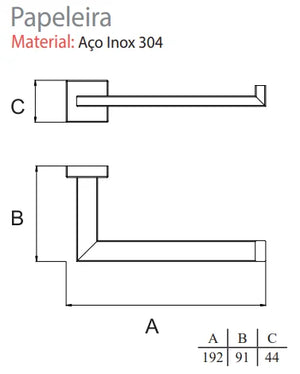 PAPELEIRA ETERNA INOX POLIDO 192MM 21190 ITALY LINE