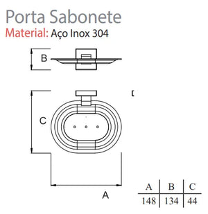 PORTA SABONETE ETERNA INOX POLIDO 148MM 21188 ITALY LINE