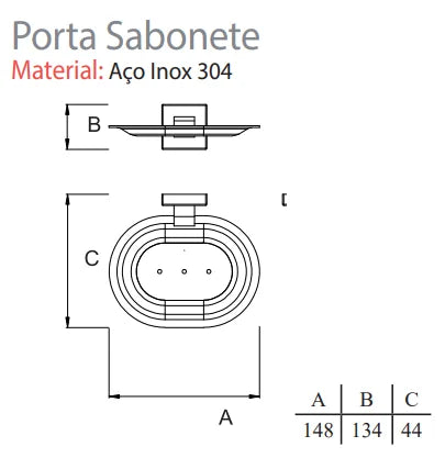 PORTA SABONETE ETERNA INOX POLIDO 148MM 21188 ITALY LINE
