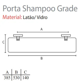PORTA SHAMPOO COM GRADE BRIDI CROMADO 530MM 9848 ITALY LINE
