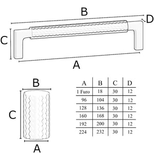 PUXADOR ZIGRINATO IL1780 BRONZE ESCOVADO 096MM ITALY LINE